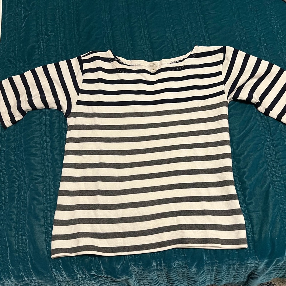J. Crew Classic-Fit Boatneck Top in Stripe Size Small